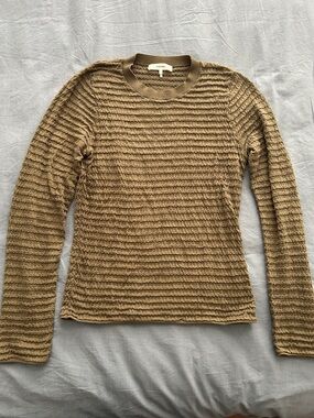 Frame Denim Textured Long Sleeve Top - Green